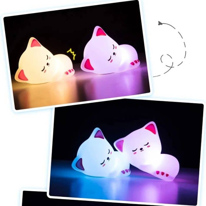 Lovely Cat USB Rechargeable Silicone LED Night Light