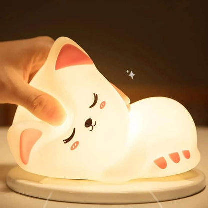 Lovely Cat USB Rechargeable Silicone LED Night Light