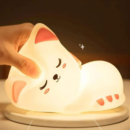 Lovely Cat USB Rechargeable Silicone LED Night Light