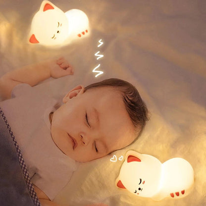 Lovely Cat USB Rechargeable Silicone LED Night Light